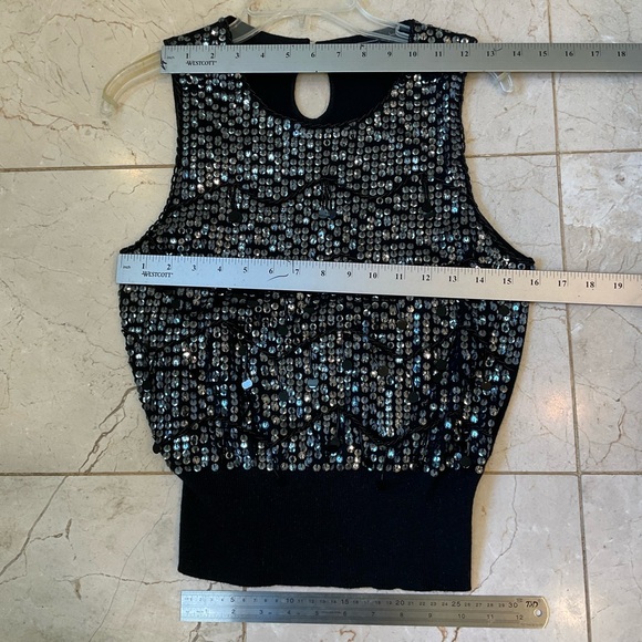 XXI Sequin Sweater Vest, Black, Size L, Great Shape - Picture 8 of 9